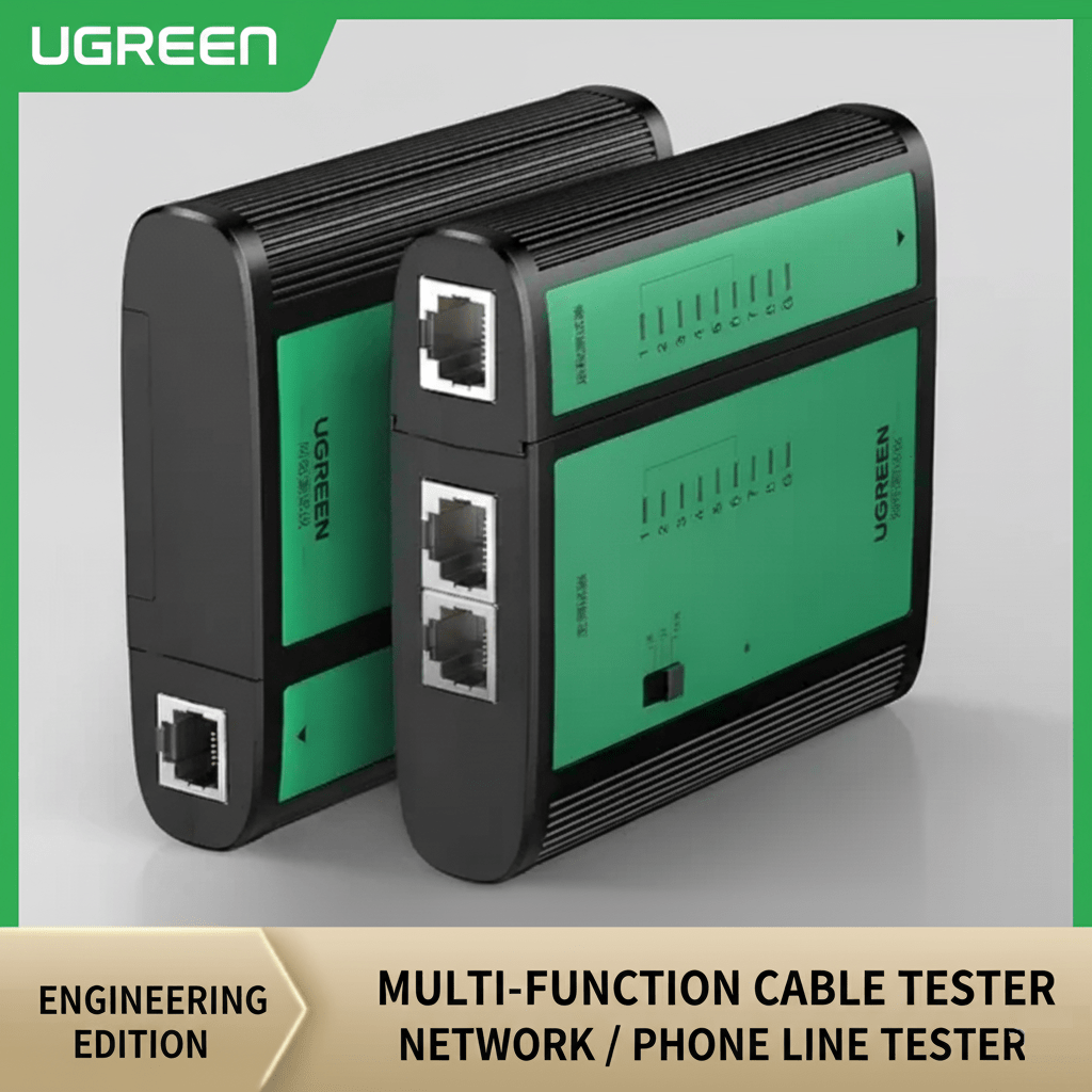 UGREEN-NW167-10950 UGREEN NETWORK CABLE TESTER UGREEN Network & Telephone Cable Tester –  RJ45 & RJ12 Compatibility, Multi-Port Design, Real-Time Status Indicators, Compact Pro Diagnostic Tool | NW167 10950 