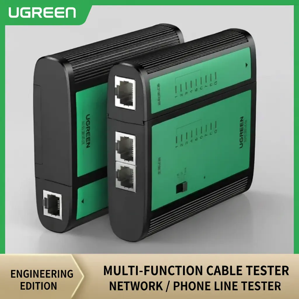 UGREEN-NW167-10950 UGREEN NETWORK CABLE TESTER UGREEN Network & Telephone Cable Tester –  RJ45 & RJ12 Compatibility, Multi-Port Design, Real-Time Status Indicators, Compact Pro Diagnostic Tool | NW167 10950 