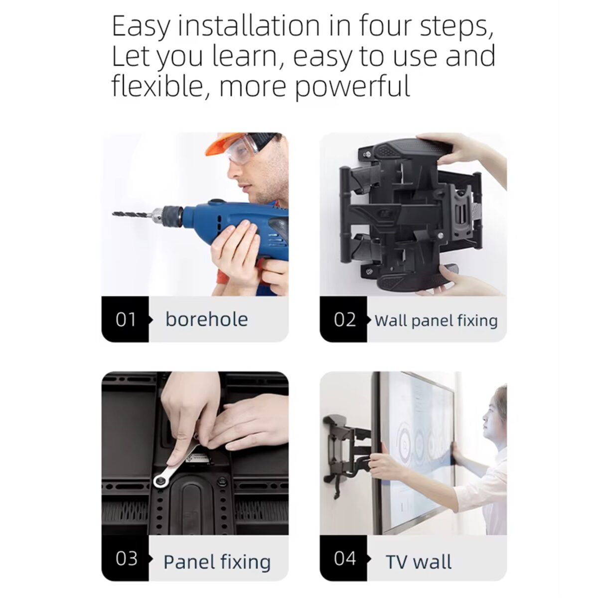 NB-P65 NB P65 Bracket TV Swivel HEAVY DUTY 55" - 85" NB P65 Cantilever TV Wall Mount ; Fits 55″–85″ Flat Panels ; Full Motion Tilt +8°/-5°, Swivel 180°, Rotation ±4°, Max Load 68.2 kg, Max Extension 500 mm, Powder-Coated Steel