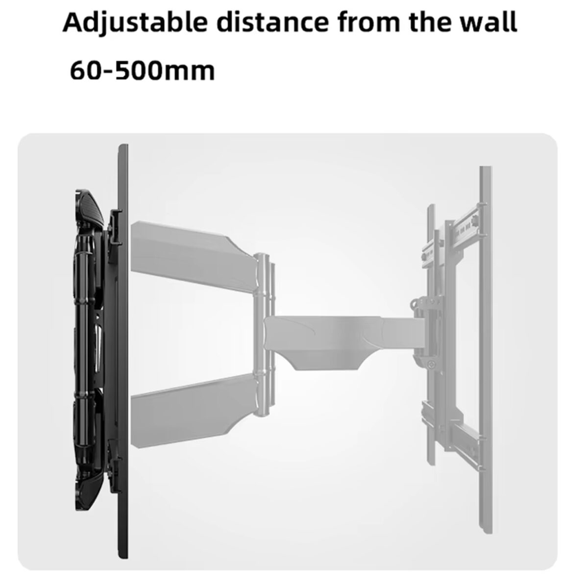 NB-P65 NB P65 Bracket TV Swivel HEAVY DUTY 55" - 85" NB P65 Cantilever TV Wall Mount ; Fits 55″–85″ Flat Panels ; Full Motion Tilt +8°/-5°, Swivel 180°, Rotation ±4°, Max Load 68.2 kg, Max Extension 500 mm, Powder-Coated Steel