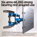 NB-P65 NB P65 Bracket TV Swivel HEAVY DUTY 55" - 85" NB P65 Cantilever TV Wall Mount ; Fits 55″–85″ Flat Panels ; Full Motion Tilt +8°/-5°, Swivel 180°, Rotation ±4°, Max Load 68.2 kg, Max Extension 500 mm, Powder-Coated Steel