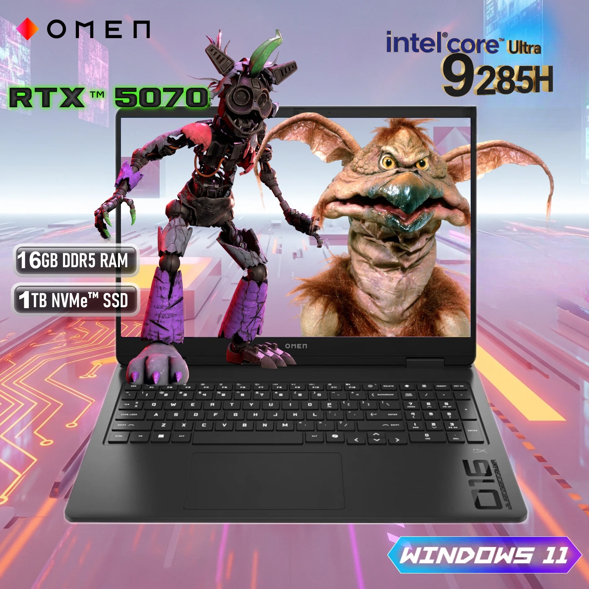 AZ6J3AV-2 HP OMEN 16 SLIM U9-285H /16GB 1 TB/16" QHD 240Hz/RTX 5070,8GB WIN11 HP OMEN Slim Gaming 16-an000 Intel® Core Ultra 9 285H | 16GB DDR5 RAM , 1TB NVMe SSD | RTX 5070 (8GB) | 16-inch WQXGA 240Hz 3ms IPS Display | Backlit Keyboard | Windows 11 | Shadow Black