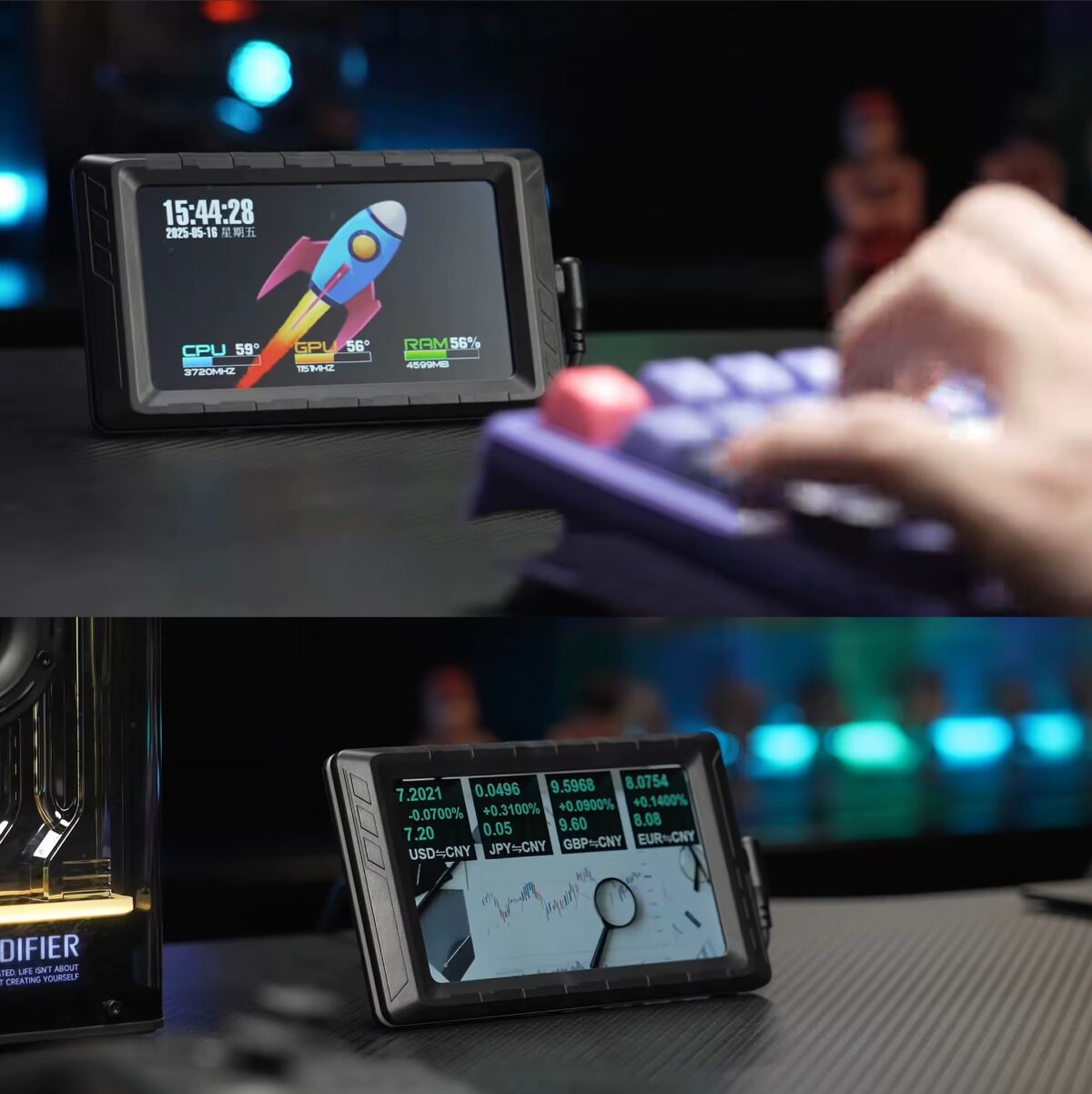 MIRABOX-D5-WHITE 5" LCD SMART SCREEN MINI DISPLAY Mini 5-inch LCD Secondary Smart Display Real-time System Monitor for Gaming PCs and Set-ups , USB-C Interface , Real-Time News, YouTube Sync, Music Rhythm, 1000+ Themes, Smart Reminders, E-Album, And Multi-Screen Linkage | WHITE ~ MIRABOX-D5