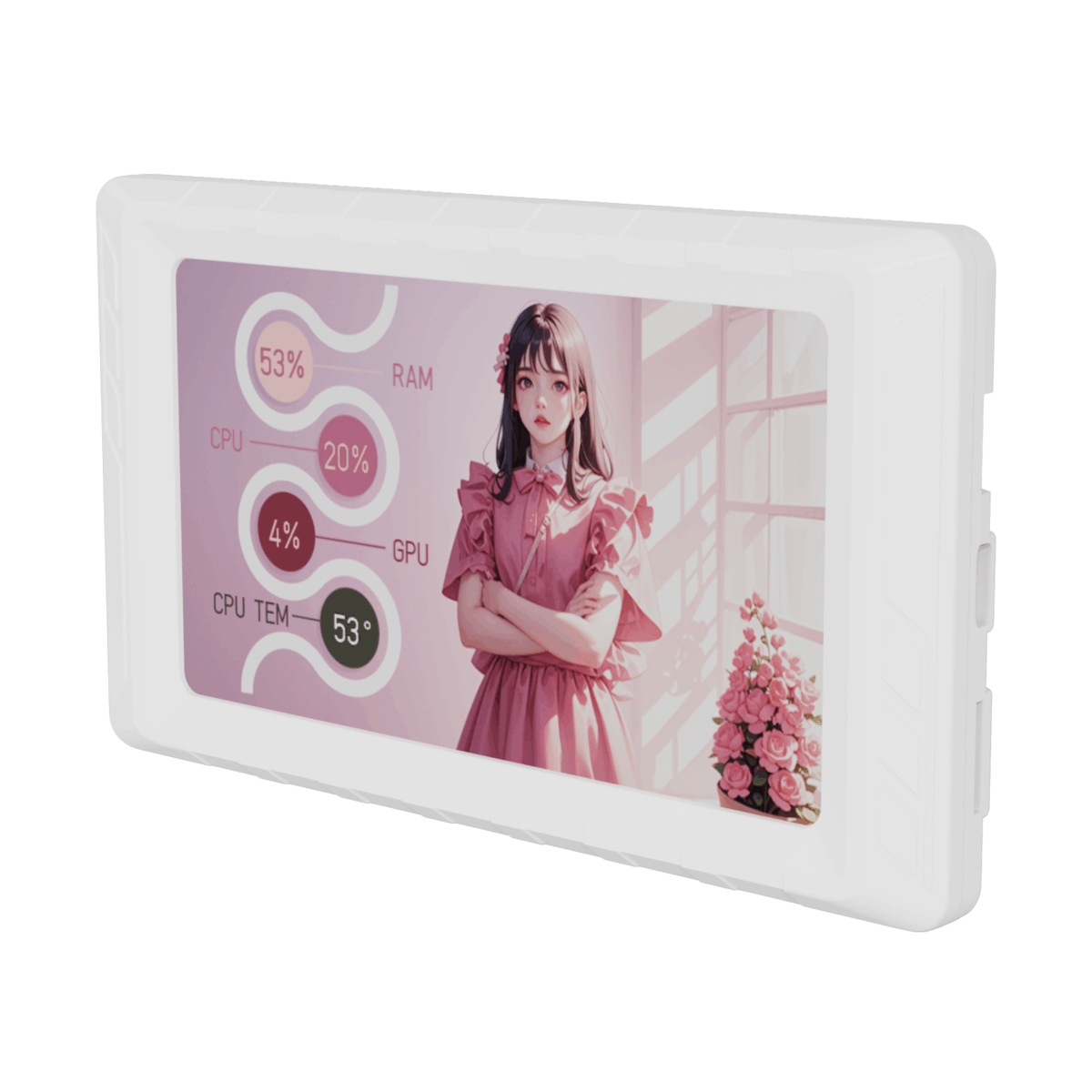 MIRABOX-D5-WHITE 5" LCD SMART SCREEN MINI DISPLAY Mini 5-inch LCD Secondary Smart Display Real-time System Monitor for Gaming PCs and Set-ups , USB-C Interface , Real-Time News, YouTube Sync, Music Rhythm, 1000+ Themes, Smart Reminders, E-Album, And Multi-Screen Linkage | WHITE ~ MIRABOX-D5