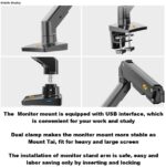 NB-G60 NB G60 Single Heavy Duty Monitor Arm Supports 27" to 45" NB North Bayou Heavy Duty Monitor Arm Desk Mount, Full Motion Stand for 27"-45" Big Screens, 11lbs-33lbs Weight Capacity, Gaming Monitor Stand G60 NB G60 Heavy Duty Adjustable Gas Spring Desk Mount Arm For 27″–45″ Monitors ; 16KG Max Load ; Full Motion 360° Rotation ; Ergonomic Design With Built-In USB Hub & Cable Management
