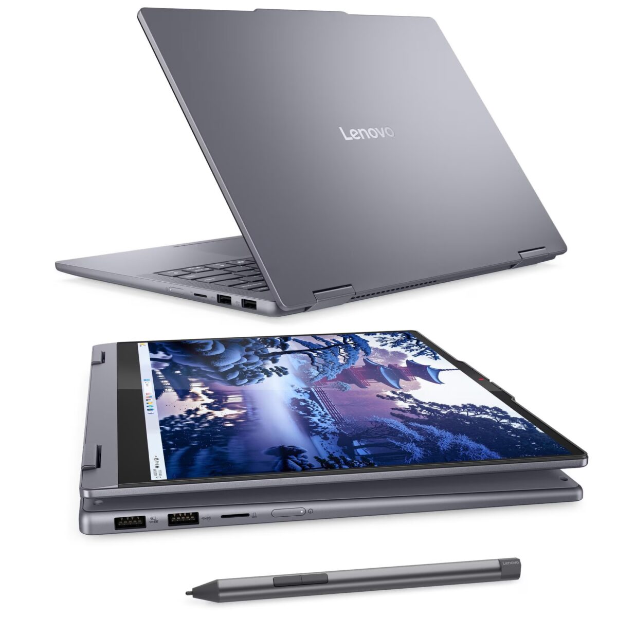 83KR001TUS LENOVO IDEAPAD 5 2-IN-1 14IAL10 U7 255U 16GB RAM/512GB SSD/14.0" WUXGA TS/WIN11 -LUNA GREY  Lenovo IdeaPad 5 2-in-1 14IAL10 : Intel® Core Ultra 7 255U ; 12 AI TOPS | 16GB DDR5x RAM ; 512GB SSD NVMe® | 14-inch WUXGA IPS TouchScreen | Intel® Graphics | Lenovo® Digital Pen 2  Included | Backlit Keyboard | Windows® 11 | Luna Grey 