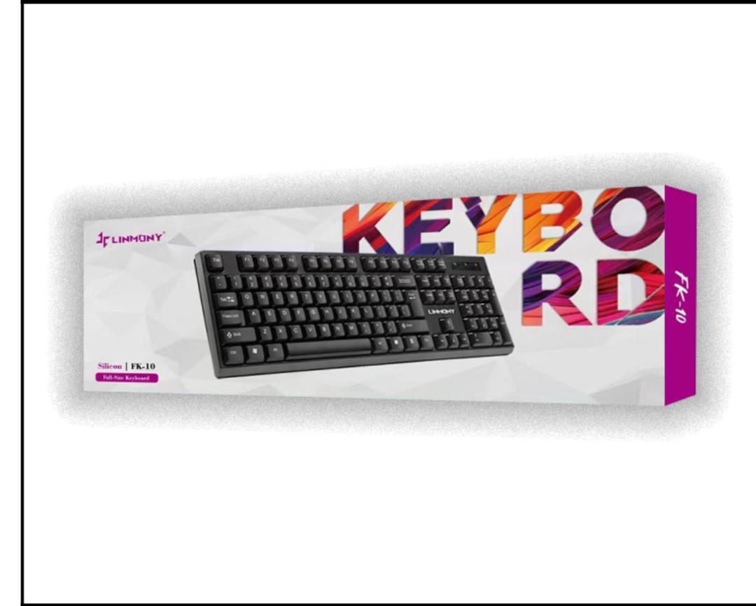 LINMONY FK-10 Full-Size USB Wired Keyboard with Arabic and English Letters, Plug-and-Play Compatibility, Durable Keys, Comfortable Typing, Universal Support for Home Office and School
