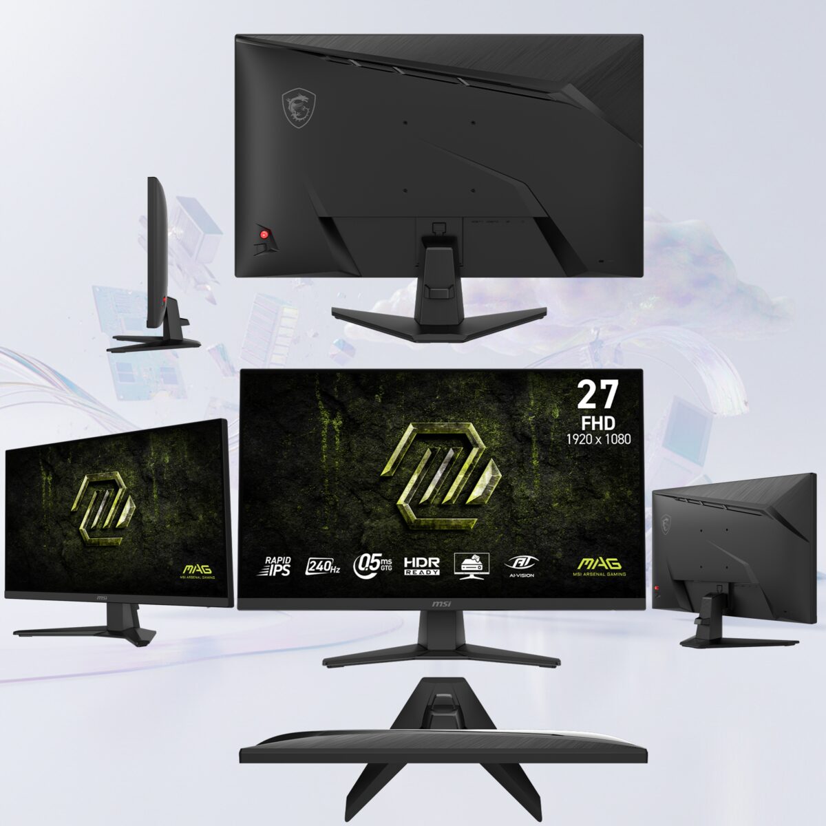 MAG 272F X24 MSI MAG 272F X24 27" FHD 240Hz Flat Gaming Monitor MSI MAG 272F X24 27-inch FHD 240Hz Rapid IPS Gaming Monitor – 0.5ms Response, AMD FreeSync Premium, HDR Ready, AI Vision, HDMI CEC, Tilt Stand, Less Blue Light, VESA Mount