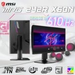MPG 242R X60N MSI MPG 242R X60N 24-inch FHD Rapid TN Gaming Monitor , 600Hz Refresh, 0.1ms GtG, AMD FreeSync Premium, VESA DisplayHDR 400, USB Hub, HDMI 2.1, DP 1.4, Type-C 98W PD
