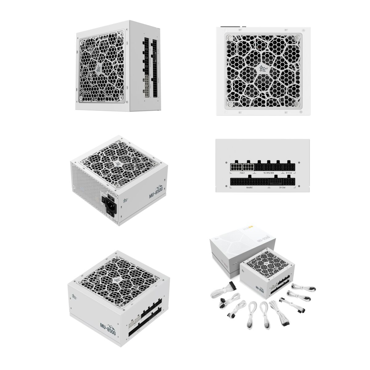 Segotep MU-850G 850W PSU Kunlun 80 Plus Gold ATX 3.0 & PCIe 5.0 Full Modular Power Supply Active PFC FDB Fan LLC Pro + DC-DC Framework – WHITE