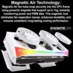 RX-97TMARGW9 XFX MERCURY AMD RADEON RX 9070XT OC WHITE MAGNETIC AIR EDITION WITH RGB XFX Mercury AMD Radeon RX 9070XT OC White Magnetic Air Edition 16GB GDDR6 GPU With Vapor Chamber, Magnetic Air Fans, ARGB Strip, 3100MHz Boost, PCIe 5.0, RDNA 4 Architecture |  WHITE ~ RX-97TMARGW9