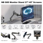 NB-G60 NB G60 Single Heavy Duty Monitor Arm Supports 27" to 45" NB North Bayou Heavy Duty Monitor Arm Desk Mount, Full Motion Stand for 27"-45" Big Screens, 11lbs-33lbs Weight Capacity, Gaming Monitor Stand G60 NB G60 Heavy Duty Adjustable Gas Spring Desk Mount Arm For 27″–45″ Monitors ; 16KG Max Load ; Full Motion 360° Rotation ; Ergonomic Design With Built-In USB Hub & Cable Management