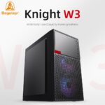 Segotep Knight W3 M-ATX PC Case in Black with Dual Front & Single Rear 12cm Fan Support, 155mm CPU Radiator Height, 280mm GPU Length, ITX/M-ATX Compatibility, and Sleek Business Design