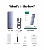 UGREEN-15813 UGREEN M.2 NVME/SATA SSD ENCLOSURE  UGREEN M.2 NVMe & SATA SSD Aluminum Alloy Enclosure - Dual Protocol M.2 to USB Type-C SSD Adapter - Supports M.2 2230, M.2 2242, M.2 2260, M.2 2280 - 10Gbps Speed ,Up to 2TB Capacity , For Windows/macOS/Linux | SILVER ~ CM767 - 15813 