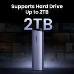 UGREEN-15813 UGREEN M.2 NVME/SATA SSD ENCLOSURE  UGREEN M.2 NVMe & SATA SSD Aluminum Alloy Enclosure - Dual Protocol M.2 to USB Type-C SSD Adapter - Supports M.2 2230, M.2 2242, M.2 2260, M.2 2280 - 10Gbps Speed ,Up to 2TB Capacity , For Windows/macOS/Linux | SILVER ~ CM767 - 15813 