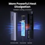 UGREEN-15813 UGREEN M.2 NVME/SATA SSD ENCLOSURE  UGREEN M.2 NVMe & SATA SSD Aluminum Alloy Enclosure - Dual Protocol M.2 to USB Type-C SSD Adapter - Supports M.2 2230, M.2 2242, M.2 2260, M.2 2280 - 10Gbps Speed ,Up to 2TB Capacity , For Windows/macOS/Linux | SILVER ~ CM767 - 15813 