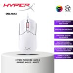 HyperX Pulsefire Haste 2 Ultra-Lightweight Wired Gaming Mouse 53g with HyperX 26K Sensor, 8000Hz Polling, 6 Buttons, HyperFlex 2 Cable, RGB Lighting, 26000 DPI White