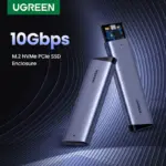 UGREEN-15813 UGREEN M.2 NVME/SATA SSD ENCLOSURE  UGREEN M.2 NVMe & SATA SSD Aluminum Alloy Enclosure - Dual Protocol M.2 to USB Type-C SSD Adapter - Supports M.2 2230, M.2 2242, M.2 2260, M.2 2280 - 10Gbps Speed ,Up to 2TB Capacity , For Windows/macOS/Linux | SILVER ~ CM767 - 15813 