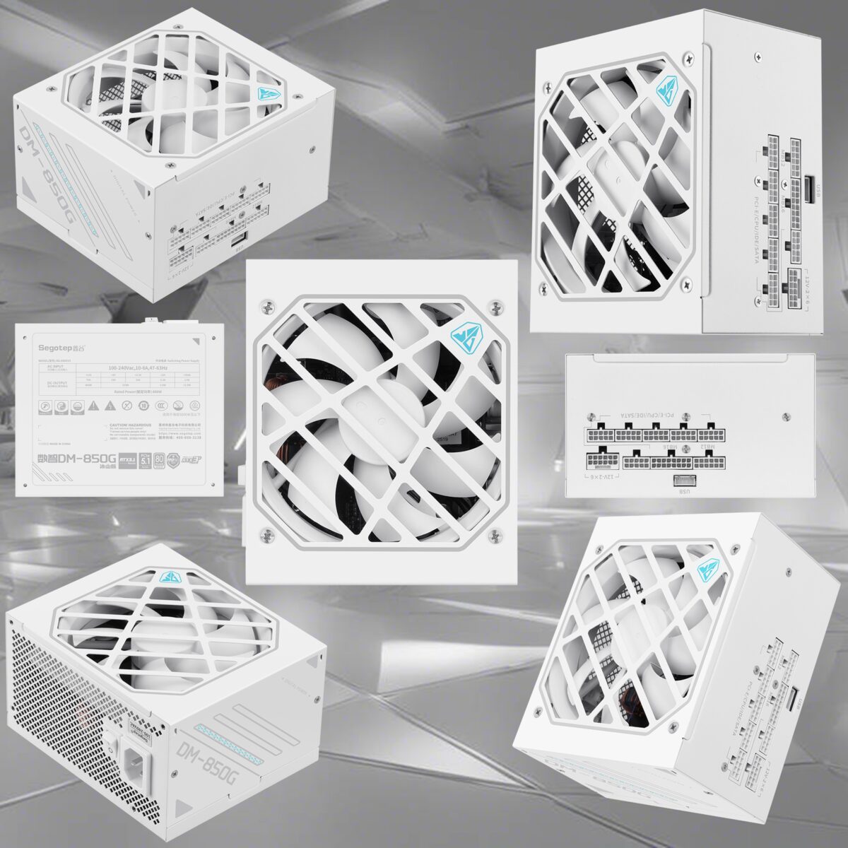 DM-850G-ATX-3.1-WH Segotep DM-850G ATX 3.1 PCIE5 850W PSU - Power Supply 850 Watt 80+ Gold Full Modular Segotep DM-850G 850W Digital Gold Power Supply ATX3.1 PCIe5.1 Ready 80PLUS Gold PPLP Certified Dual-Core MCU AI Monitoring HiMOS USB Blind Plug Compact High-Density Design | WHITE