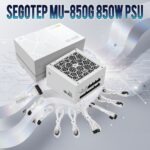 Segotep MU-850G 850W PSU Kunlun 80 Plus Gold ATX 3.0 & PCIe 5.0 Full Modular Power Supply Active PFC FDB Fan LLC Pro + DC-DC Framework – WHITE