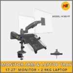 NB H180 FP Gas Spring Dual Arm Monitor & Laptop Mount – Fits 22″–32″ Monitors / 10″–17″ Laptops, 360° Rotation, +85°/–30° Tilt, 2–12KG Load, VESA 75×75/100×100, Cable Management