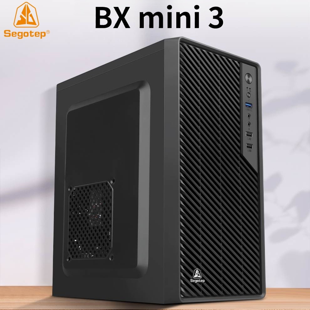 Segotep BX Mini 3 Compact MATX/ITX Case with Modern Business Design, Optimized Ventilation, Front I/O Access, 143mm CPU Cooler Support and Up to 250mm GPU Compatibility