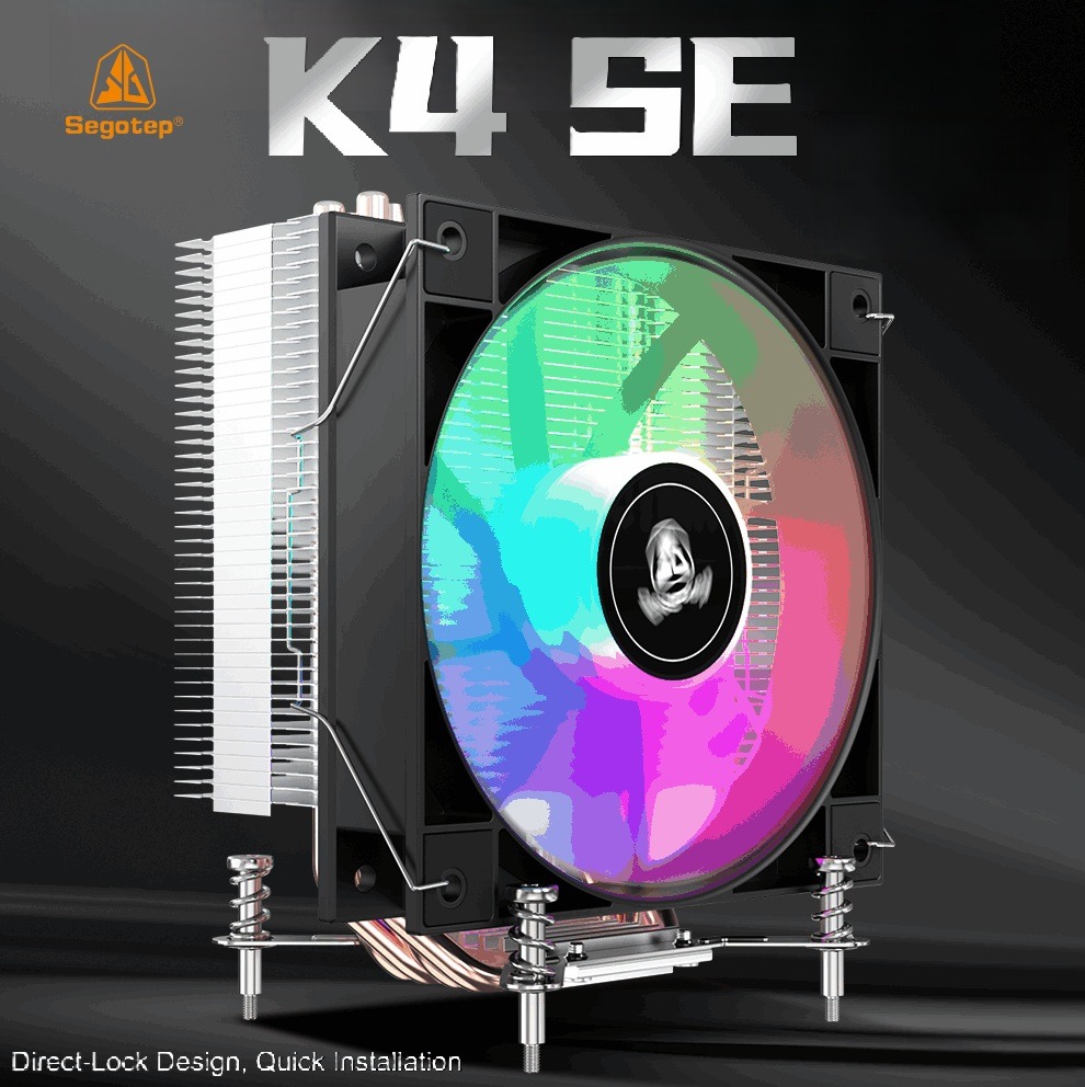 Segotep K4 SE RGB Intel CPU Air Cooler with 120mm Pre-Locked RGB Fan, 4×6mm Copper Heat Pipes, Offset Heat Pipe Design, Quiet 28.6dB Operation and Tool-Free LGA115X/1200/1700/1851 Installation