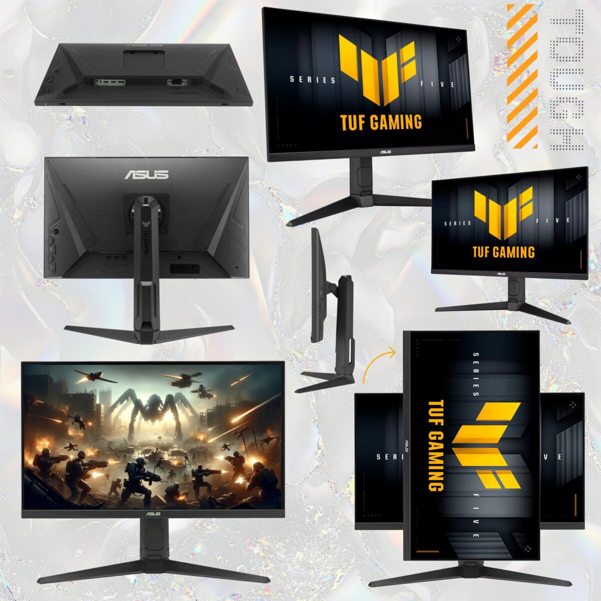 VG27AQML5A TUF Gaming Series 5 - VG27AQML5A Gaming Monitor – 27-inch QHD Fast-IPS panel, 300Hz, 0.3ms , G-SYNC® compatible AMD FreeSync Premium, ELMB SYNC, VESA DisplayHDR 400, 95% DCI-P3, DisplayWidget Center, Gaming AI , Tilt - Swivel - Pivot - Height Adjustment
