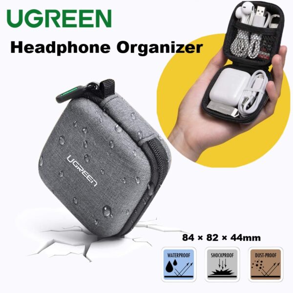 UGREEN-LP128-70577 UGREEN BAG ORGANISER GREY UGREEN Headphone Organizer Mini Shockproof Carrying Case - Travel Pouch For AirPods, Bose, Beats, Sony, Wireless Earbuds, USB Cable, Flash Drive, Charger, Adapter, SD Card ; 84×82×44mm ; 100g | LP128-70577