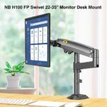 NB H100 FP 22″–35″ Full-Motion Swivel Monitor Arm – 360° Rotation, +85°/–30° Tilt, 2–12KG Load Capacity, VESA 75×75/100×100, Dual Install (Clamp & Grommet), Ergonomic Design