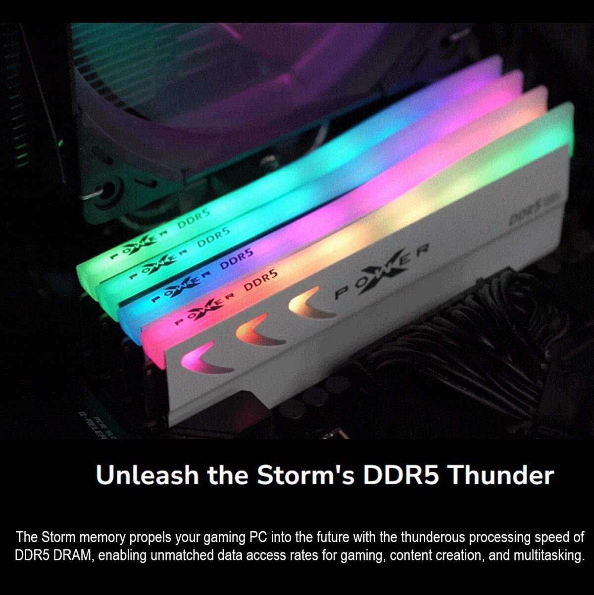 SP064GXLWU60EFDK RAM SILICON POWER 64GB (32X2) 6000MHZ RGB Silicon Power XPOWER Storm DDR5 64GB RAM Kit (2×32GB) 6000MT/s PC5-48000 CL38 1.35V RGB 288-pin UDIMM With PMIC, On-Die ECC, Shark-Fin Aluminum Heat Spreader & XMP/EXPO Support | Gray ~ SP064GXLWU60EFDK