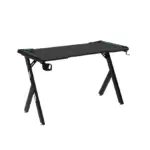 GAMINGDESK-NAZOLIN2 Gaming Desk RGB 120x60x72cm – Black & White Gaming Desk With Y-Shaped Legs, RGB Lighting With 9 Modes, Carbon Fiber Texture Surface, 120×60 cm Space, Cable Box + Headphone & Cup Holders, 18mm MDF Board Build | BLACK 