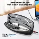 Promate Vali Lightweight Tech Essentials Organizer Pouch – Compact Travel Gadget Bag, Multi-Compartment, Durable Cordura + Skin Film Material, 1.79L Capacity, Sleek & Stylish - Image 3