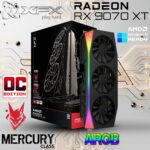 RX-97TRGBBB9 XFX MERCURY AMD RADEON RX 9070XT OC 16GB G6 3xDP XFX Mercury AMD Radeon RX 9070XT OC Gaming Edition 16GB GDDR6 with ARGB, Apparatus Accelerating Advanced AAA Action, Augmented AI-Upscaled AMD Architecture, Airflow-Amped Vapor-Chamber Arsenal | BLACK  ~ RX-97TRGBBB9