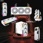 RX-97TMARGW9 XFX MERCURY AMD RADEON RX 9070XT OC WHITE MAGNETIC AIR EDITION WITH RGB XFX Mercury AMD Radeon RX 9070XT OC White Magnetic Air Edition 16GB GDDR6 GPU With Vapor Chamber, Magnetic Air Fans, ARGB Strip, 3100MHz Boost, PCIe 5.0, RDNA 4 Architecture |  WHITE ~ RX-97TMARGW9
