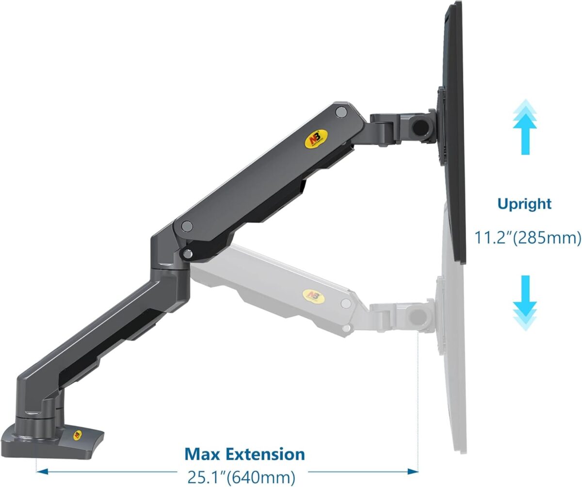 NB-H100-FP NB H100 FP Swivel 22-35" Monitor Monitor Desk Mount NB G55  Dual Monitor Arm For 27″–34″ Screens , 16KG Load Per Arm , Full Motion 360° Rotation, ±90° Swivel, +15°/-60° Tilt , Gas Spring Height Adjustment , C-Clamp & Grommet Mount With Cable Management 
