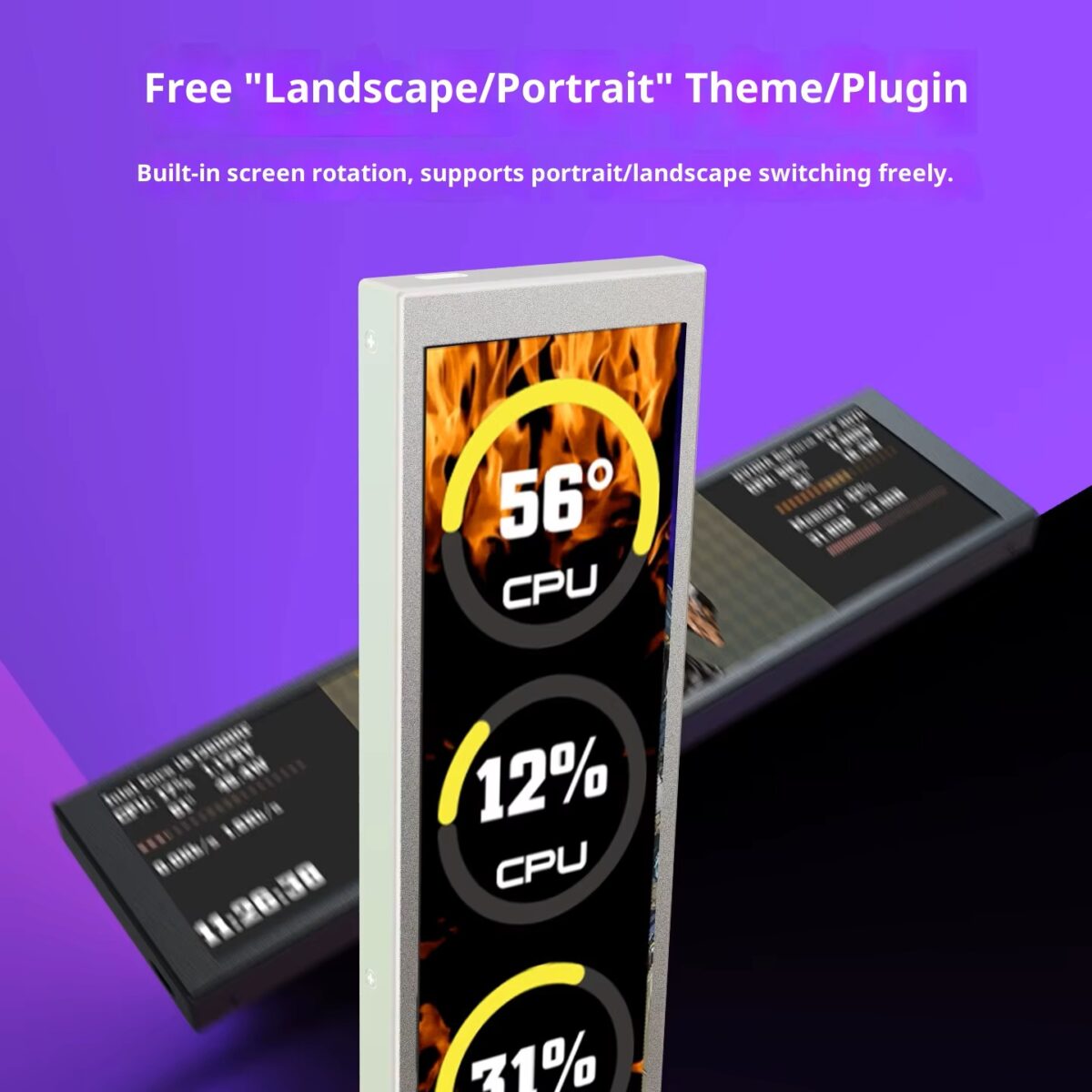 MIRABOX-D92 9.2" LCD SECONDARY SCREEN MINI DISPLAY ON PC CHASSIS Stretched Bar LCD 9.2-Inch Secondary Display for Gaming PC Case With 1920×462 Resolution, Aluminum Alloy Housing, USB Direct Connection, Theme Customization, Screen Rotation, Video Playback Support | BLACK ~ MIRABOX-D92