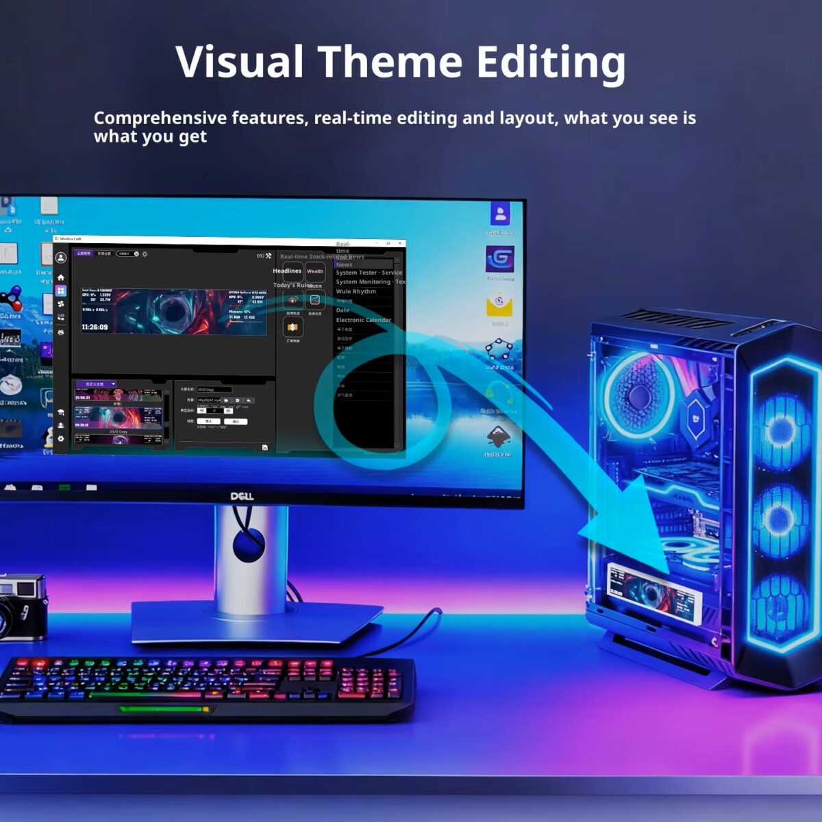 MIRABOX-D92 9.2" LCD SECONDARY SCREEN MINI DISPLAY ON PC CHASSIS Stretched Bar LCD 9.2-Inch Secondary Display for Gaming PC Case With 1920×462 Resolution, Aluminum Alloy Housing, USB Direct Connection, Theme Customization, Screen Rotation, Video Playback Support | BLACK ~ MIRABOX-D92