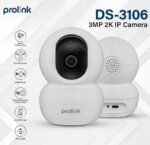 Prolink DS-3106 3MP Smart Wi-Fi Home Security Camera – Full HD 2304×1296, AI Detection, Pan/Tilt/Zoom, 2-Way Audio, Night Vision 10m, Onvif Compatible, White