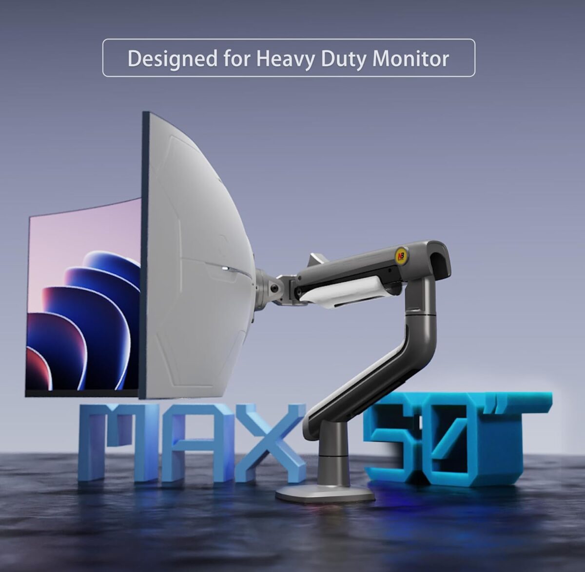 NB-A5 NB A5 Gaming Monitor Arm – Supports 27" to 50" NB A5 Gaming Monitor Arm For 27″–50″ For  Flat - Ultrawide - Curved Displays ; 18KG Max Load ; 360° Rotation ; Ergonomic Mechanical Spring Arm ; C-Clamp & Grommet Mount With Cable Management