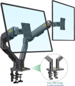 NB-H100-FP NB H100 FP Swivel 22-35" Monitor Monitor Desk Mount NB G55  Dual Monitor Arm For 27″–34″ Screens , 16KG Load Per Arm , Full Motion 360° Rotation, ±90° Swivel, +15°/-60° Tilt , Gas Spring Height Adjustment , C-Clamp & Grommet Mount With Cable Management 