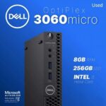 Dell OptiPlex 3060 Micro Desktop PC - USED - Intel Core i5 8th Gen, 8GB DDR4, 256GB SSD, Windows 11 Pro, DisplayPort, Compact Business & Home Tower + Adapter