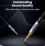 UGREEN-90788 UGREEN AUX 3.5MM MALE TO MALE 5M MIC AUDIO UGREEN AUX 3.5mm Audio Braided 4-Pole Cable with TRRS Stereo Aux Jack , 5 meters Hi-Fi Shielded Male-To-Male Cord With Mic Support, Gold-Plated Plugs, Nylon Braid, Universal Compatibility |  90788 
