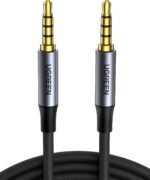 UGREEN-90788 UGREEN AUX 3.5MM MALE TO MALE 5M MIC AUDIO UGREEN AUX 3.5mm Audio Braided 4-Pole Cable with TRRS Stereo Aux Jack , 5 meters Hi-Fi Shielded Male-To-Male Cord With Mic Support, Gold-Plated Plugs, Nylon Braid, Universal Compatibility |  90788 