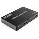 HDMI 4x1 Switch 4K60Hz with Four HDMI Inputs, One HDMI Output, Remote Control, HDR Audio Support, 600MHz Bandwidth, High-Speed HDMI 2.0 Compatibility and DC5V Power Adapter