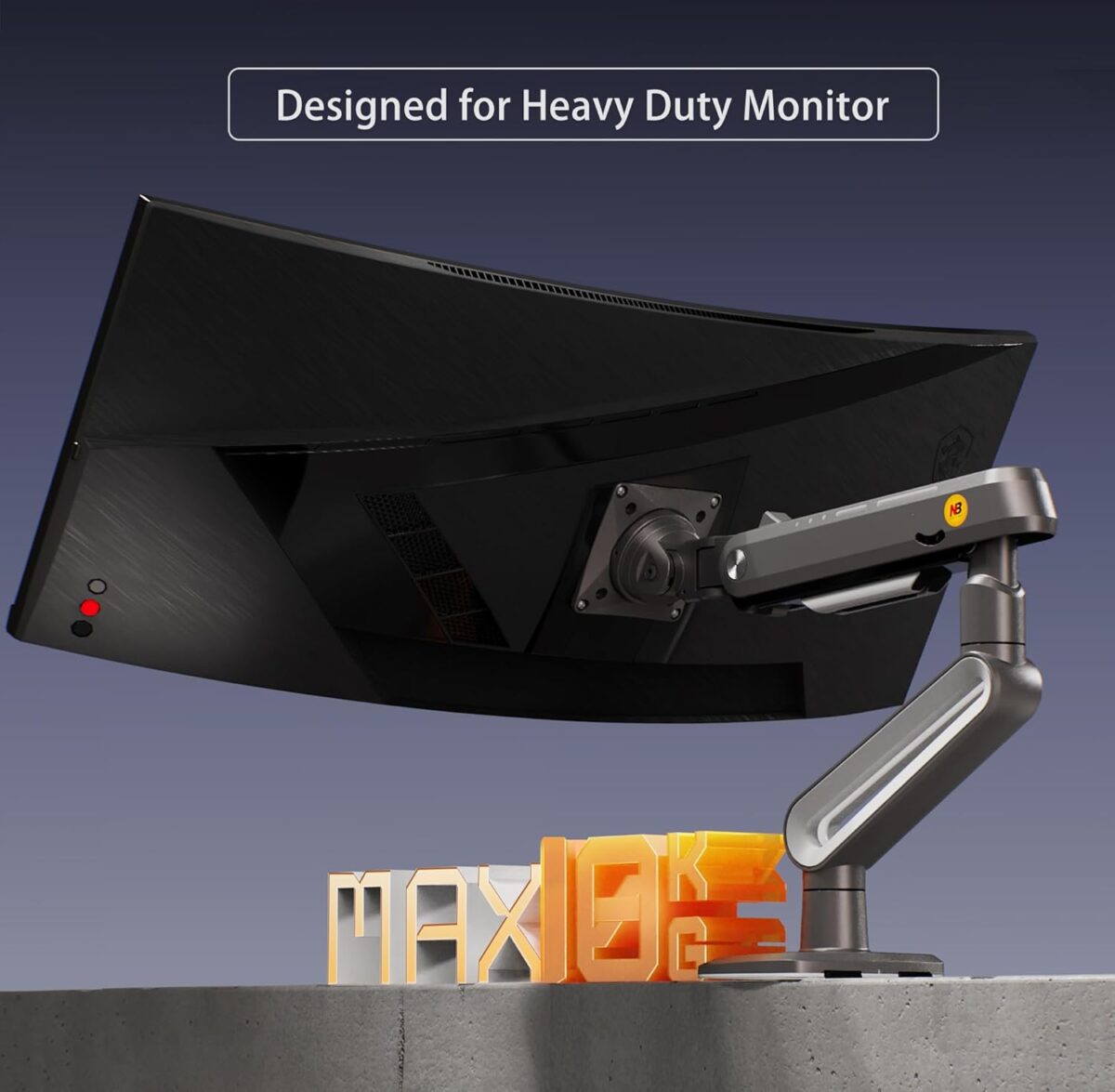 NB-A6 NB A6 Gaming Monitor Arm – Supports 27" to 50" NB A6 Gaming Monitor Arm For 27″–50″ Flat - Ultrawide - Curved Displays ; 18KG Max Load ; 360° Rotation ; Mechanical Spring ; Ergonomic Design ; C-Clamp & Grommet Mount With Cable Management
