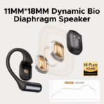 UGREEN FitBuds Black Open-Ear Wireless Earbuds with Bluetooth 6.0, Dual Connection, IPX5 Resistance, Metal-Silica Build, USB-C Fast Charging, Ambient-Aware Sports Design - Image 2