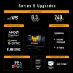VG279QM5A TUF Gaming Series 5 - VG279QM5A Gaming Monitor – 27-inch FHD Fast-IPS panel, 240Hz, 0.3ms , G-SYNC® compatible, AMD FreeSync Premium, ELMB SYNC, 99% sRGB, DisplayWidget Center, Gaming AI, Speakers 