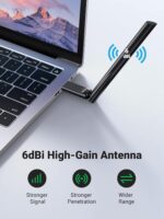 UGREEN-CM496-90339 UGREEN AC650 WIRELESS USB ADAPTER UGREEN USB 2.0 WiFi Adapter AC650 Dual-Band Wireless Dongle with 6dBi High-Gain Rotatable Antenna | 2.4GHz 200Mbps + 5GHz 433Mbps | 802.11ac for PC/Laptop Windows XP–11 | 90302