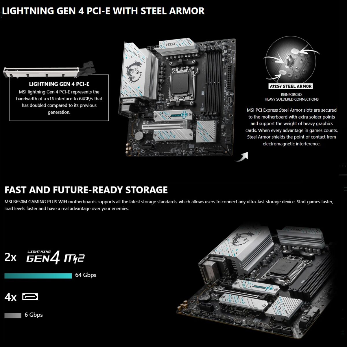 MSI B650M GAMING PLUS WIFI DDR5 MOTHERBOARD